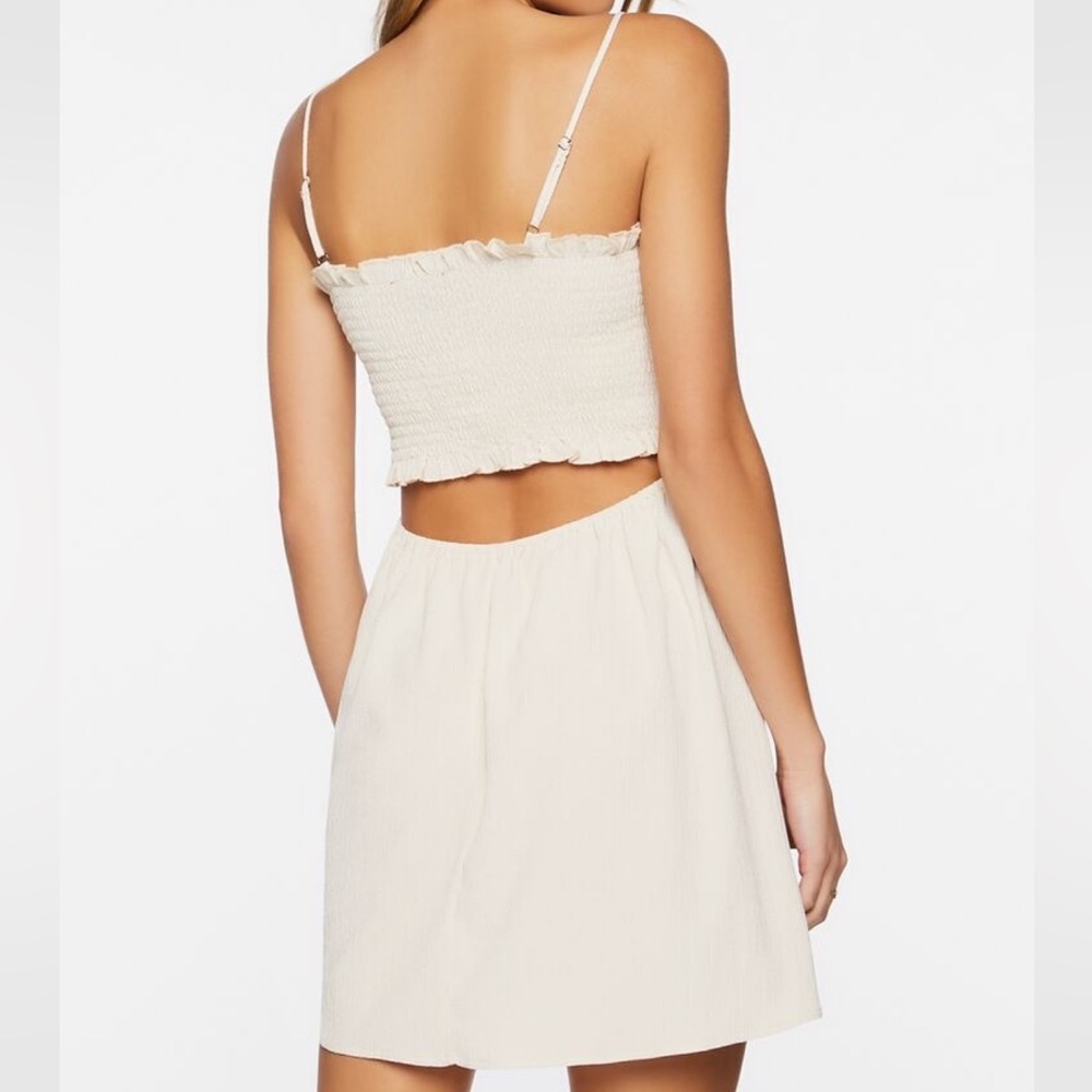 Smocked cut out mini dress